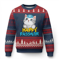 Happy Passover Cute Cat Ugly Christmas Sweater Seder Jewish Pesach - Wonder Print Shop