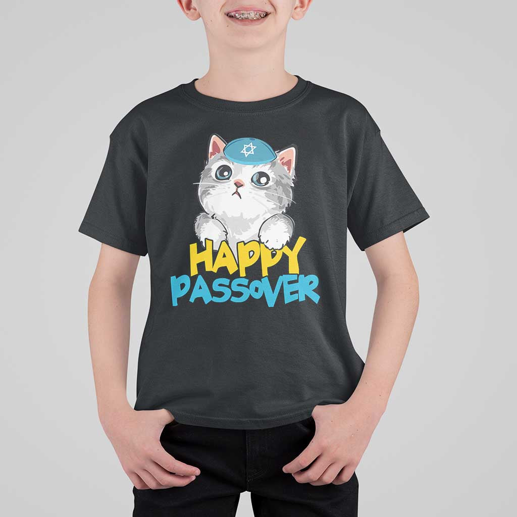 Happy Passover Cute Cat T Shirt For Kid Seder Jewish Pesach