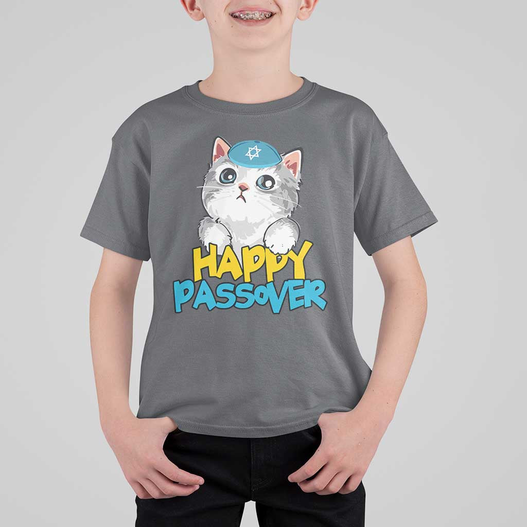 Happy Passover Cute Cat T Shirt For Kid Seder Jewish Pesach