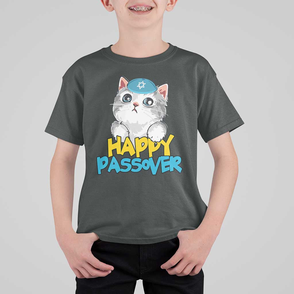 Happy Passover Cute Cat T Shirt For Kid Seder Jewish Pesach