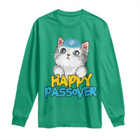 Happy Passover Cute Cat Long Sleeve Shirt Seder Jewish Pesach