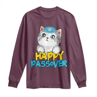 Happy Passover Cute Cat Long Sleeve Shirt Seder Jewish Pesach