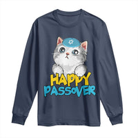 Happy Passover Cute Cat Long Sleeve Shirt Seder Jewish Pesach