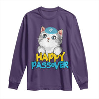 Happy Passover Cute Cat Long Sleeve Shirt Seder Jewish Pesach