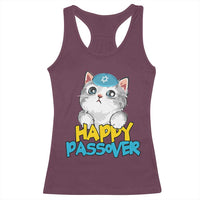 Happy Passover Cute Cat Racerback Tank Top Seder Jewish Pesach
