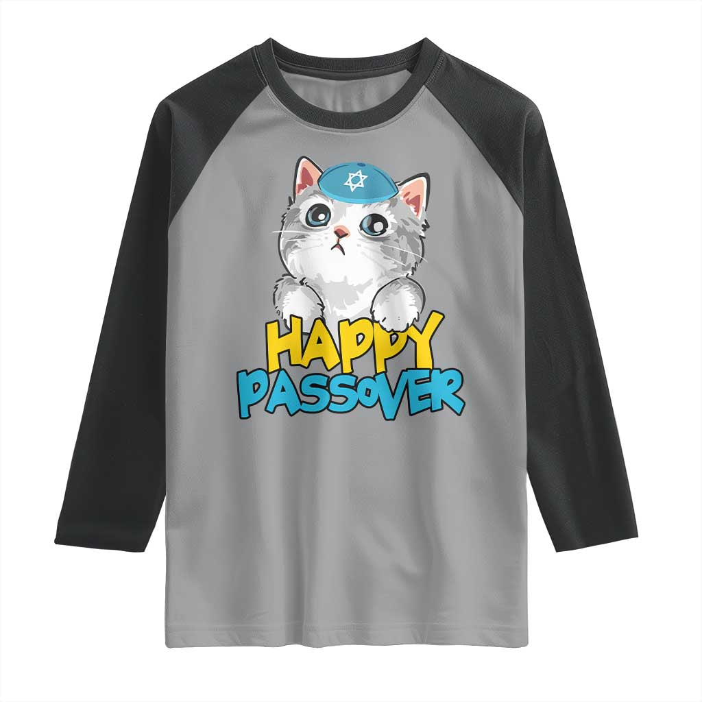 Happy Passover Cute Cat Raglan Shirt Seder Jewish Pesach