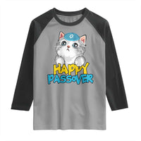 Happy Passover Cute Cat Raglan Shirt Seder Jewish Pesach