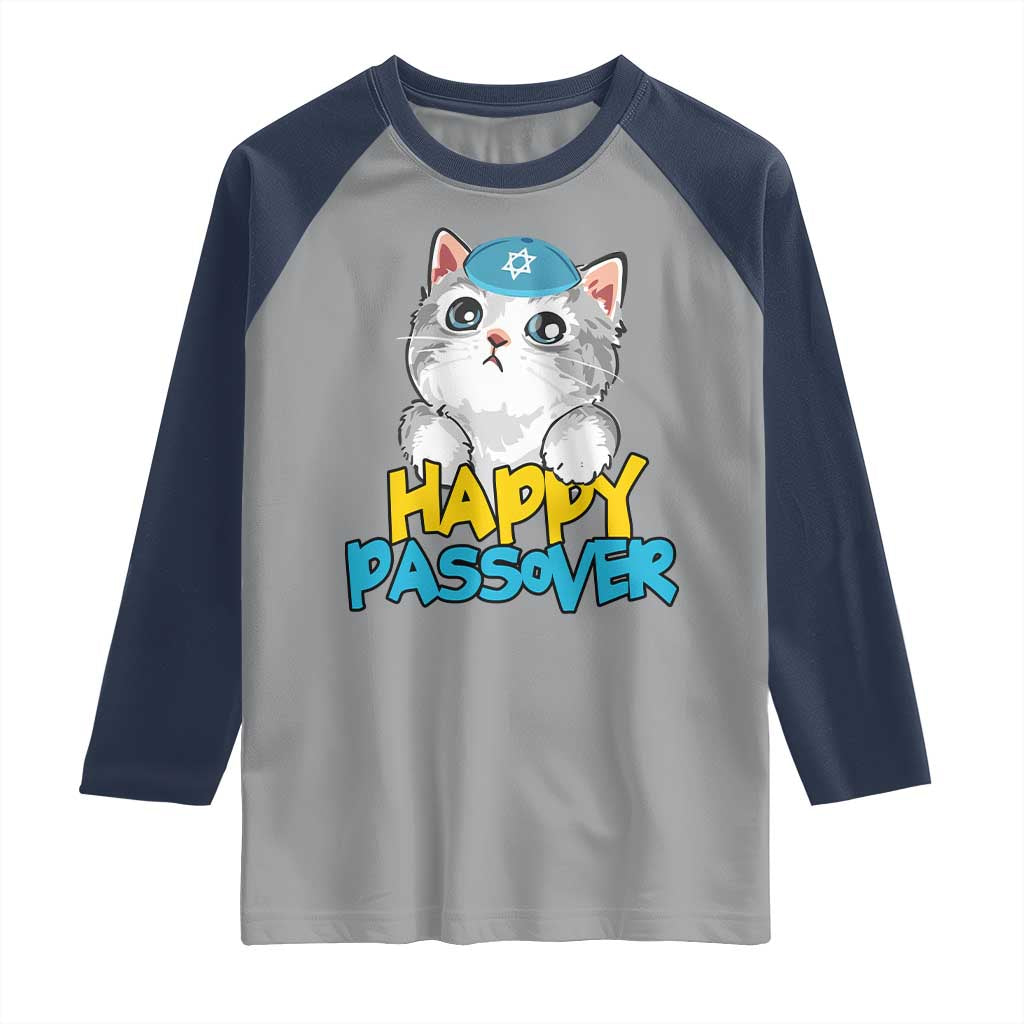 Happy Passover Cute Cat Raglan Shirt Seder Jewish Pesach