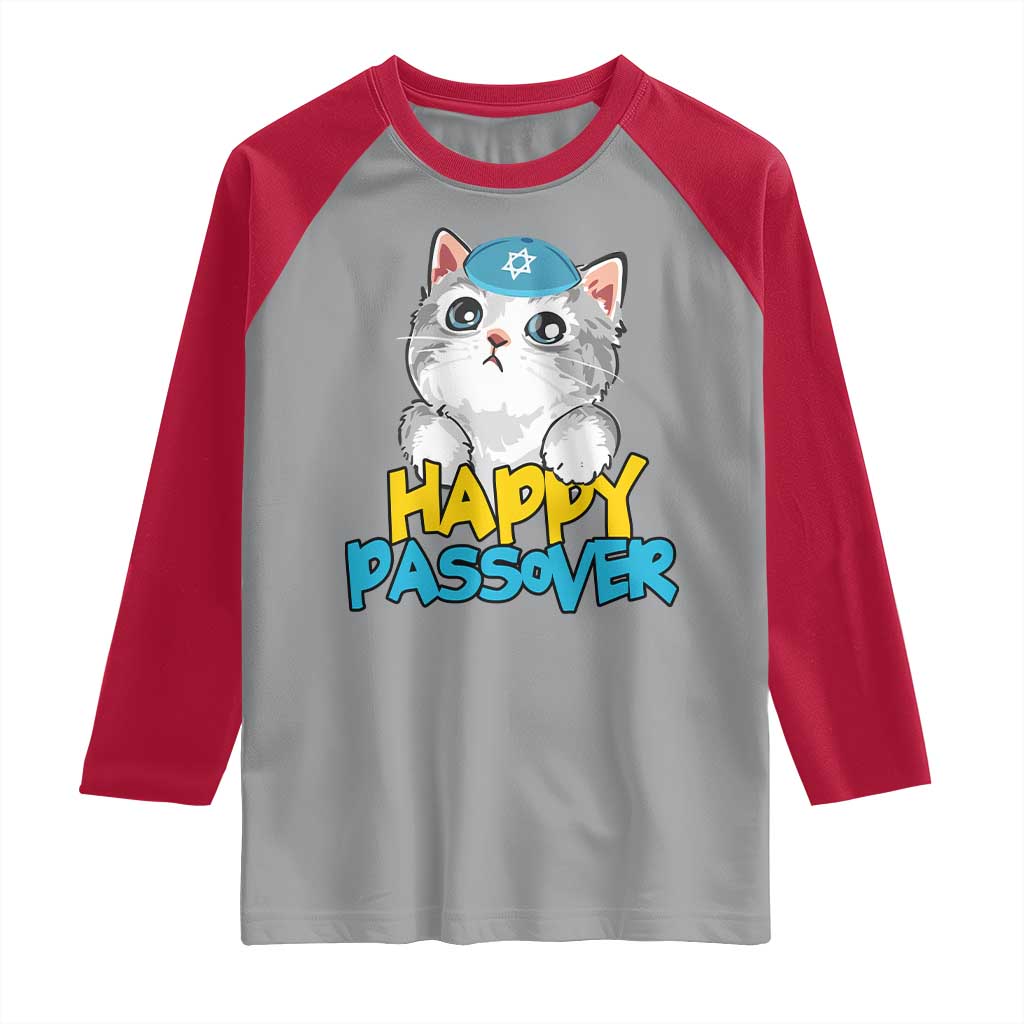 Happy Passover Cute Cat Raglan Shirt Seder Jewish Pesach