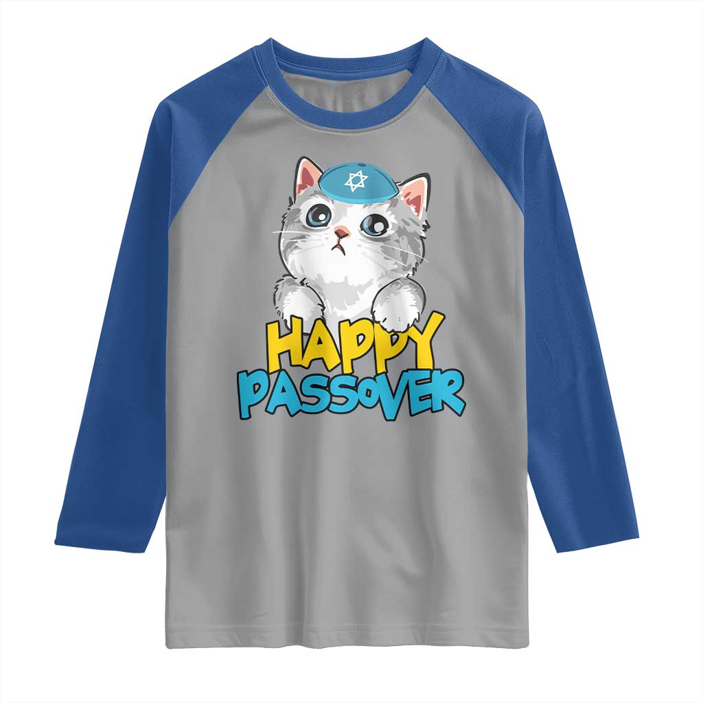 Happy Passover Cute Cat Raglan Shirt Seder Jewish Pesach