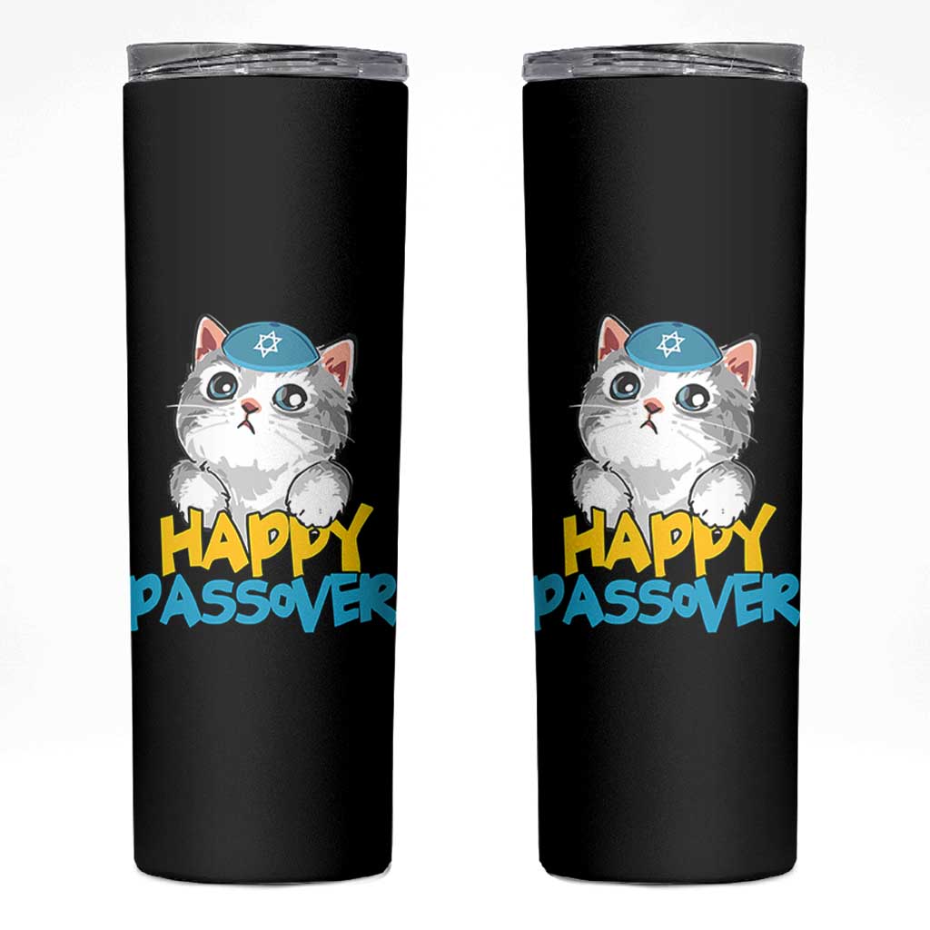Happy Passover Cute Cat Skinny Tumbler Seder Jewish Pesach
