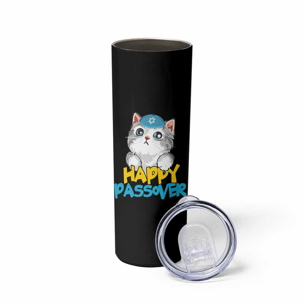 Happy Passover Cute Cat Skinny Tumbler Seder Jewish Pesach