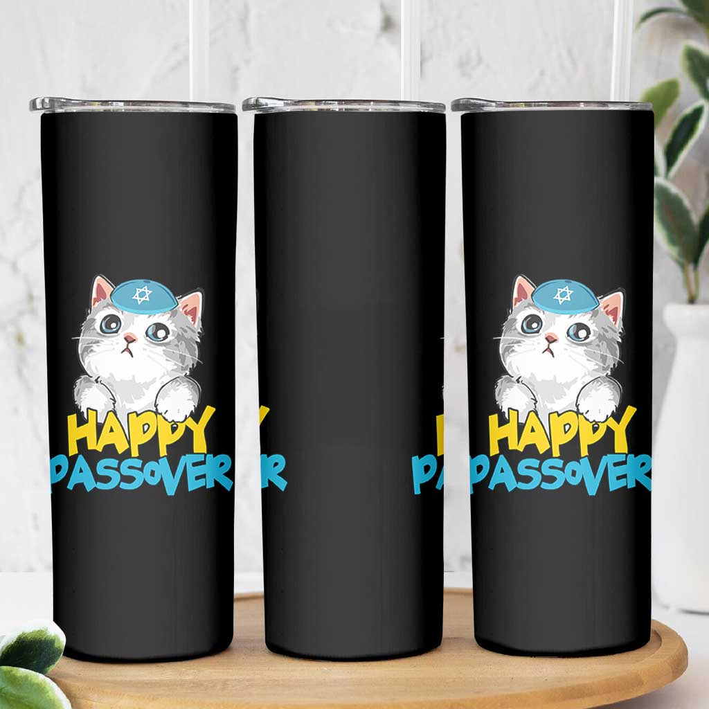 Happy Passover Cute Cat Skinny Tumbler Seder Jewish Pesach