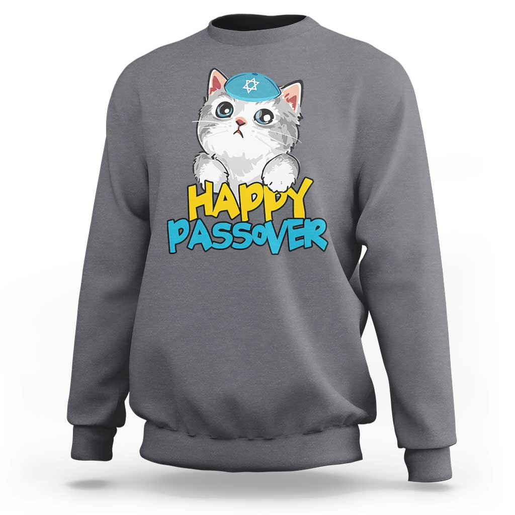 Happy Passover Cute Cat Sweatshirt Seder Jewish Pesach