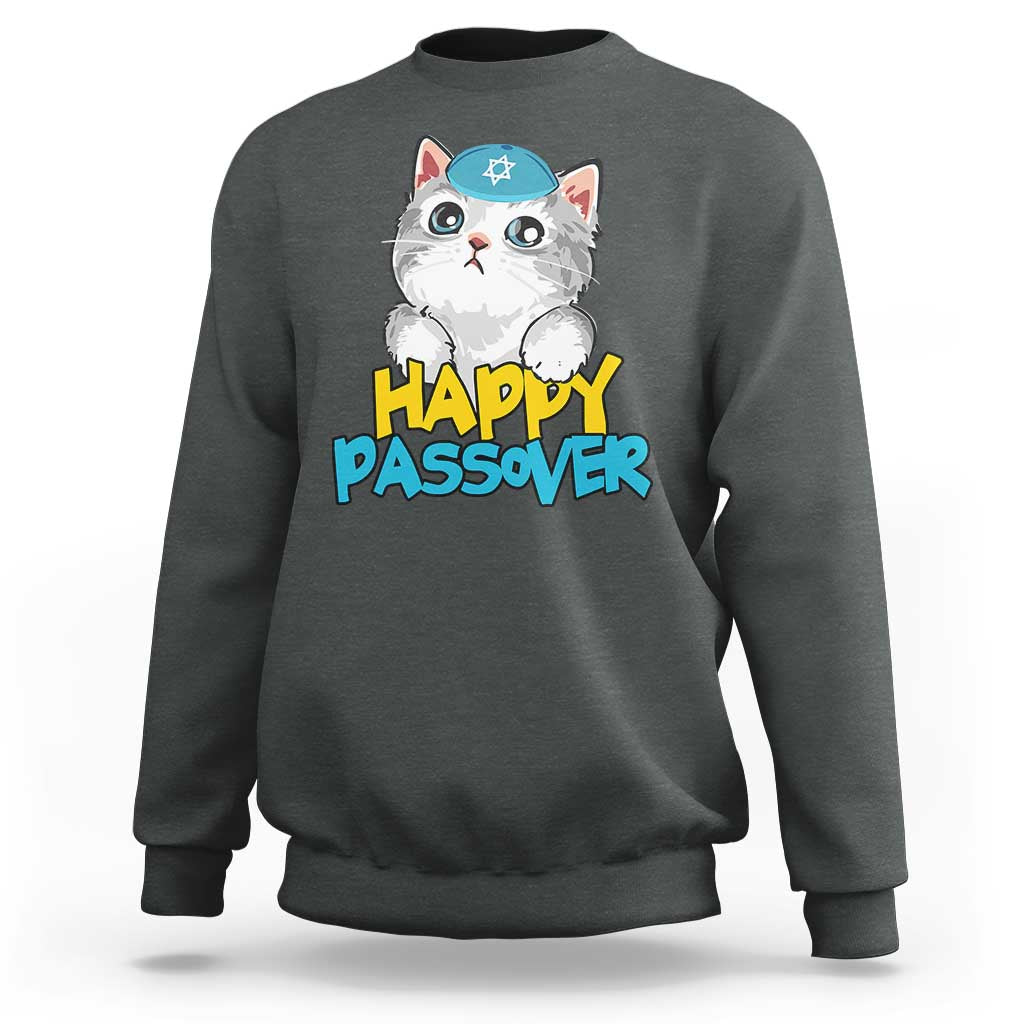 Happy Passover Cute Cat Sweatshirt Seder Jewish Pesach