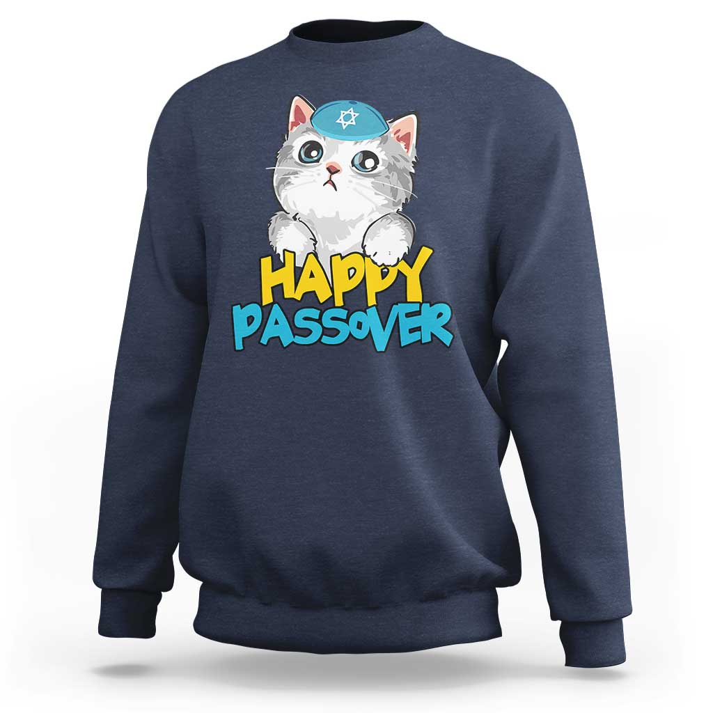 Happy Passover Cute Cat Sweatshirt Seder Jewish Pesach