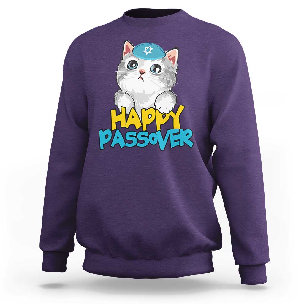 Happy Passover Cute Cat Sweatshirt Seder Jewish Pesach