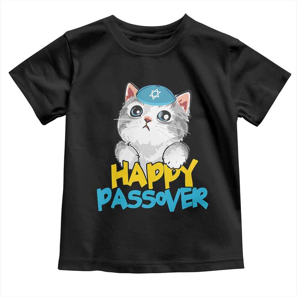 Happy Passover Cute Cat Toddler T Shirt Seder Jewish Pesach