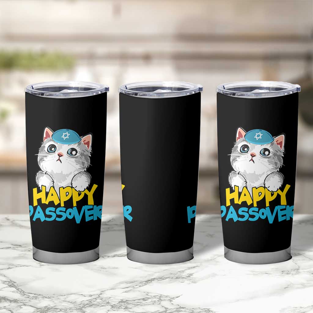 Happy Passover Cute Cat Tumbler Cup Seder Jewish Pesach
