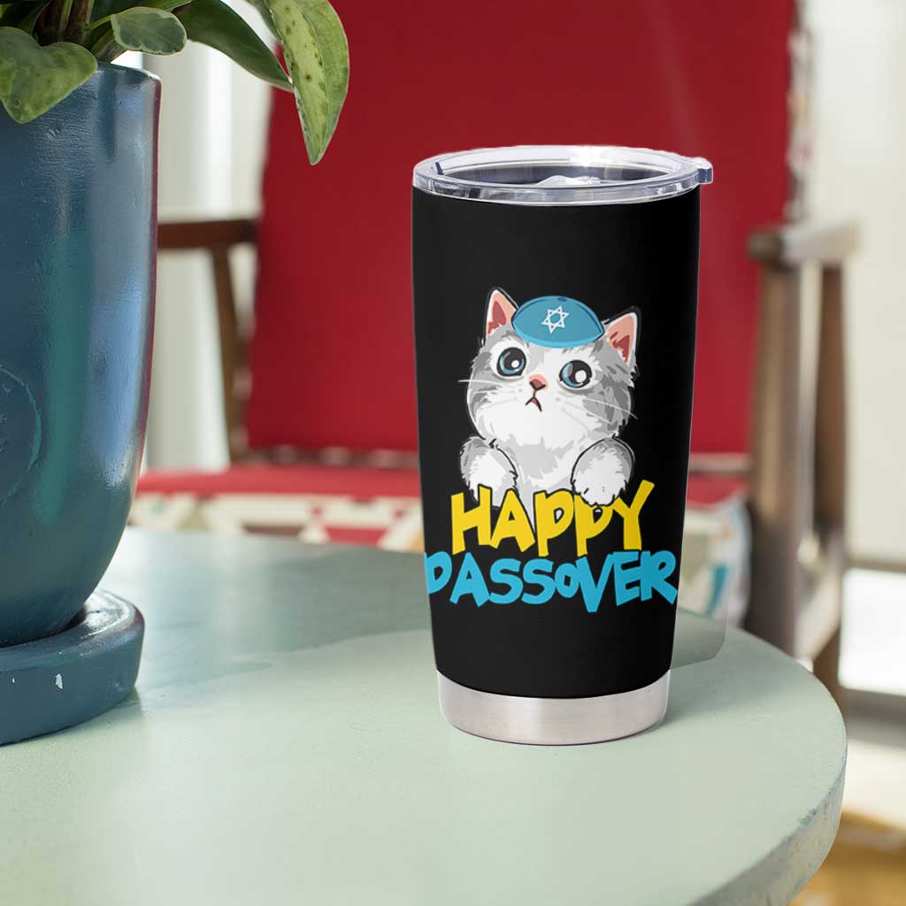 Happy Passover Cute Cat Tumbler Cup Seder Jewish Pesach