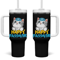 Happy Passover Cute Cat Tumbler With Handle Seder Jewish Pesach