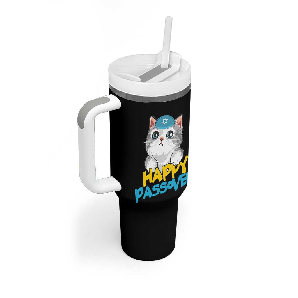Happy Passover Cute Cat Tumbler With Handle Seder Jewish Pesach
