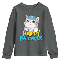 Happy Passover Cute Cat Youth Sweatshirt Seder Jewish Pesach
