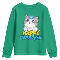 Happy Passover Cute Cat Youth Sweatshirt Seder Jewish Pesach