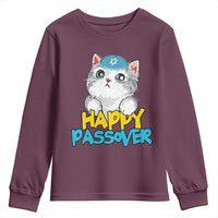 Happy Passover Cute Cat Youth Sweatshirt Seder Jewish Pesach