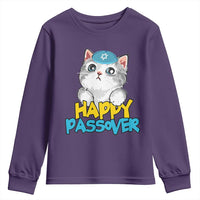 Happy Passover Cute Cat Youth Sweatshirt Seder Jewish Pesach