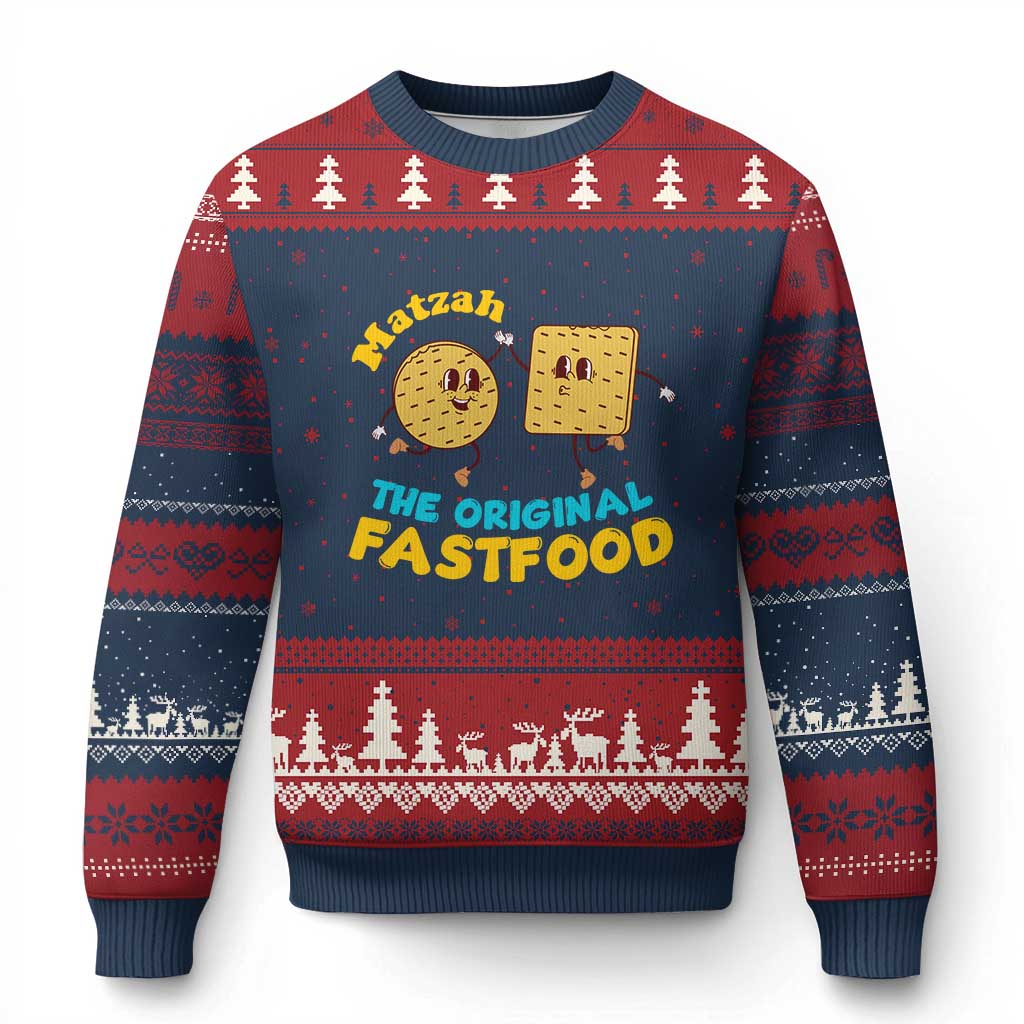 Funny Passover Matzah Ugly Christmas Sweater The Original Fast Food Seder Jewish - Wonder Print Shop