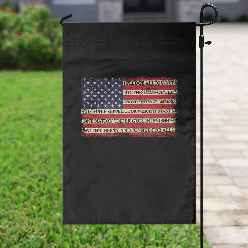 Pledge of Allegiance USA Flag Vintage Patriotic Graphic Garden Flag One Nation Under God Liberty and Justice for All
