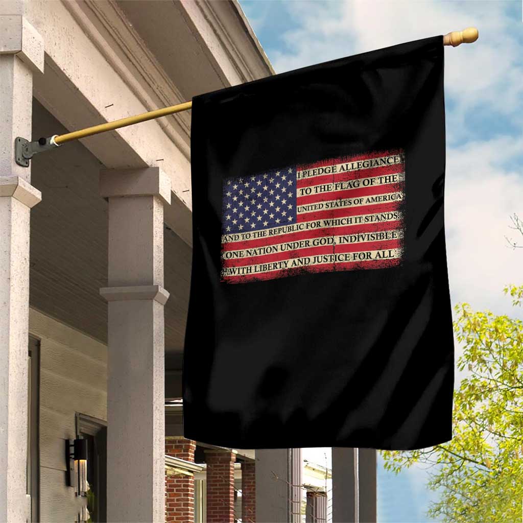 Pledge of Allegiance USA Flag Vintage Patriotic Graphic Garden Flag One Nation Under God Liberty and Justice for All