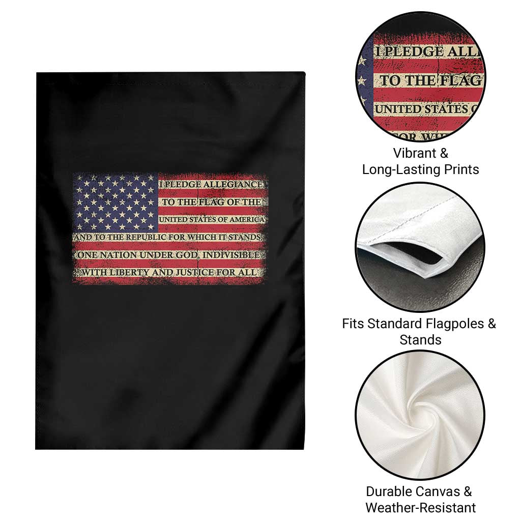 Pledge of Allegiance USA Flag Vintage Patriotic Graphic Garden Flag One Nation Under God Liberty and Justice for All