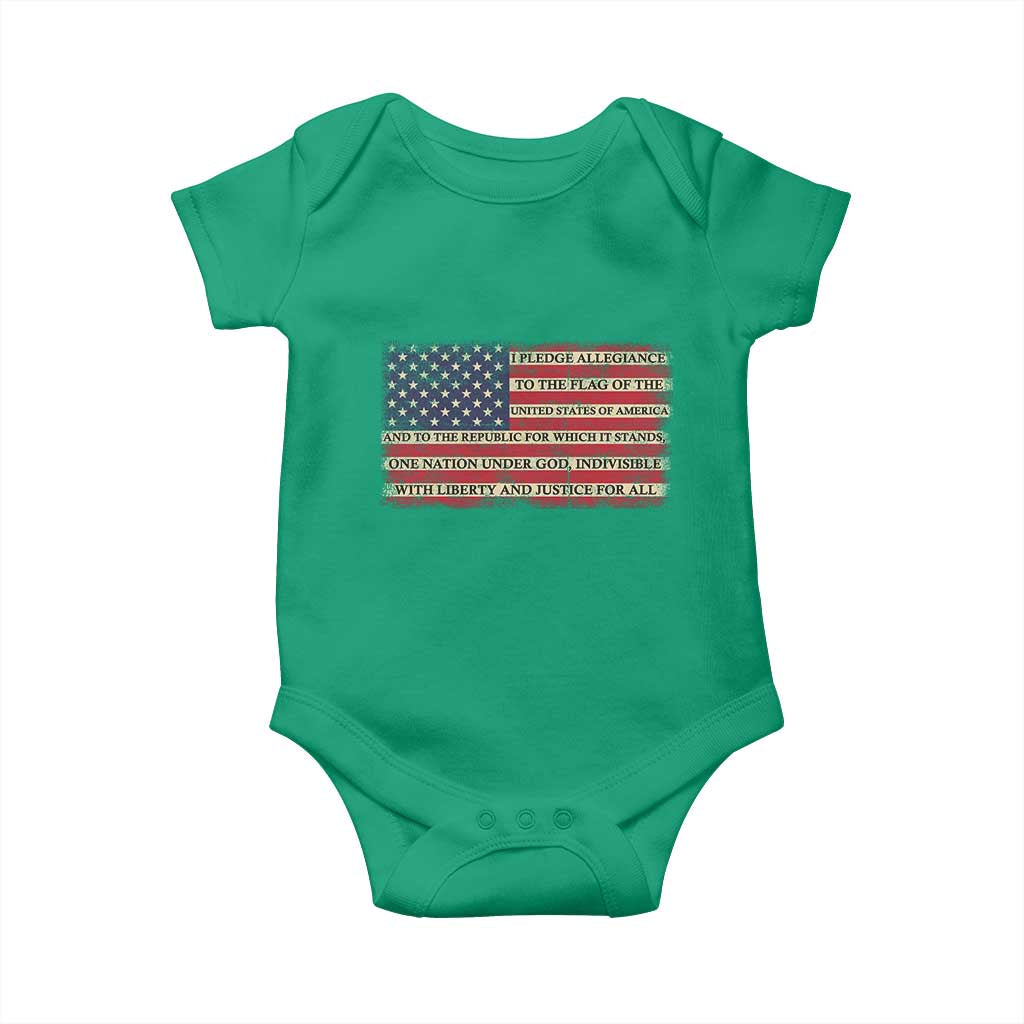 Pledge of Allegiance USA Flag Vintage Patriotic Graphic Baby Onesie One Nation Under God Liberty and Justice for All