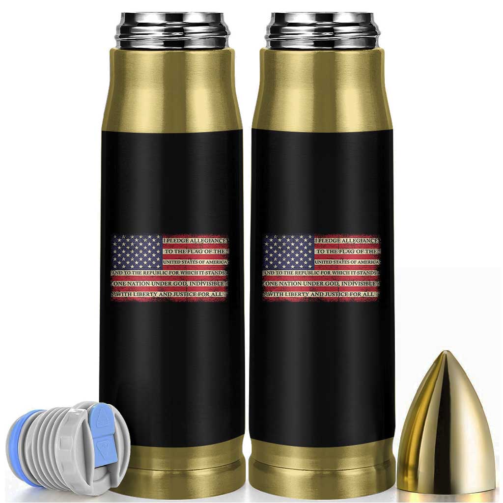 Pledge of Allegiance USA Flag Vintage Patriotic Graphic Bullet Tumbler One Nation Under God Liberty and Justice for All