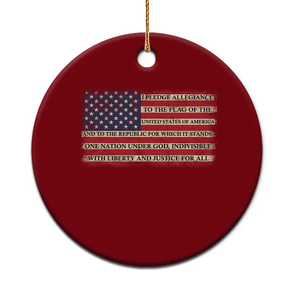 Pledge of Allegiance USA Flag Vintage Patriotic Graphic Ceramic Ornament One Nation Under God Liberty and Justice for All