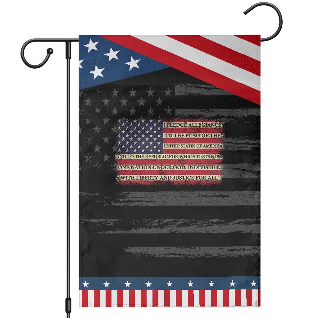Pledge of Allegiance USA Flag Vintage Patriotic Graphic Patriotic Garden Flag One Nation Under God Liberty and Justice for All
