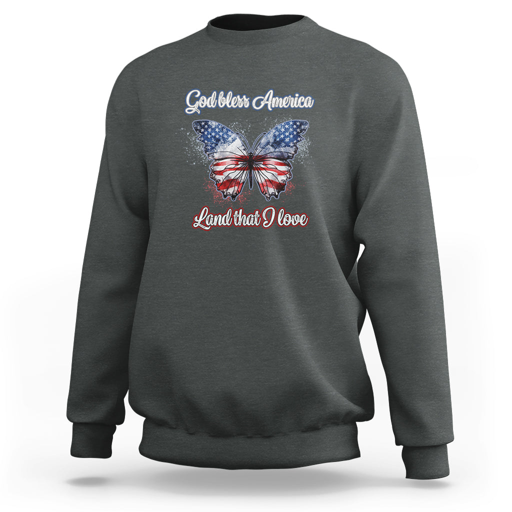 American Patriotic Sweatshirt God Bless America Land That I Love - Wonder Print Shop