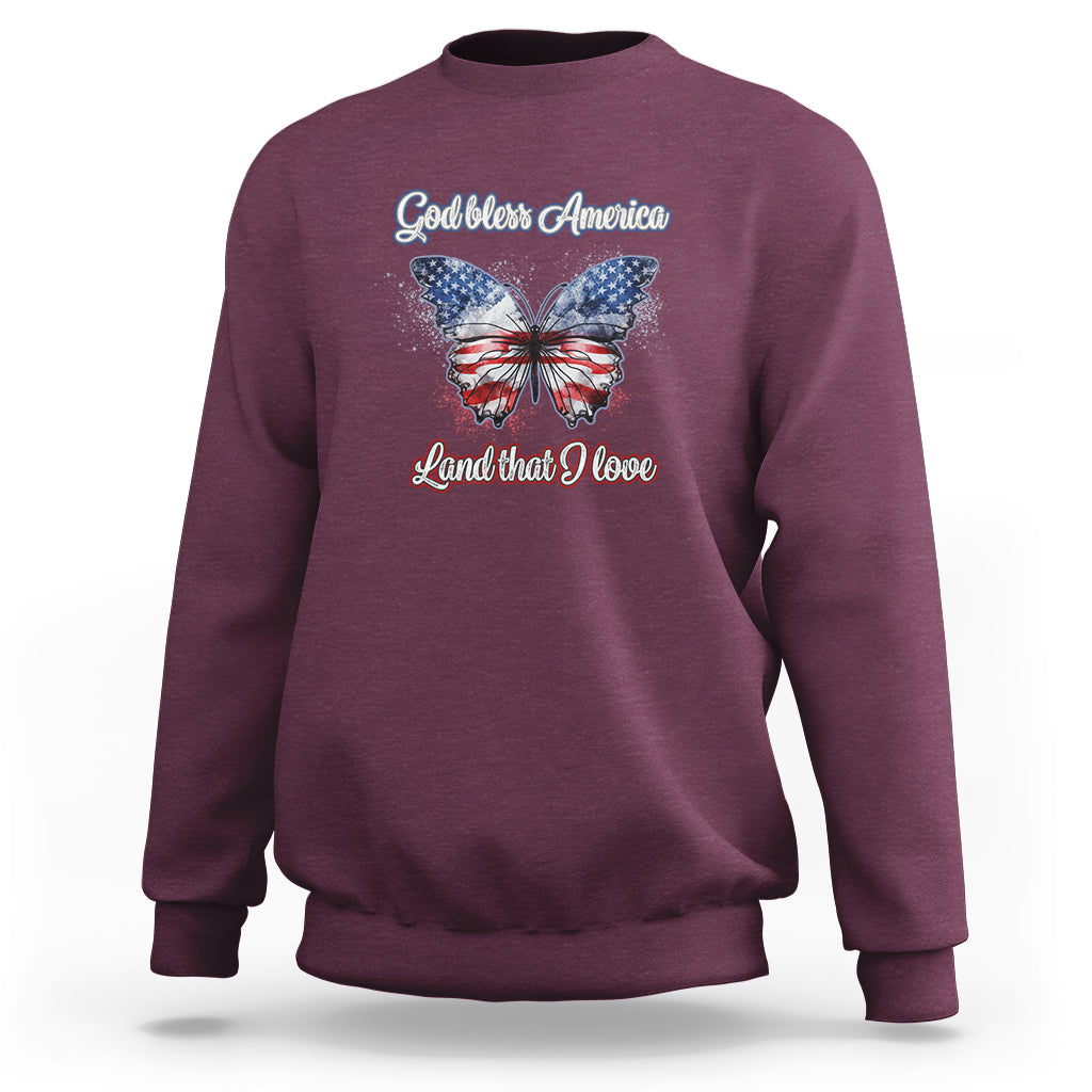 American Patriotic Sweatshirt God Bless America Land That I Love - Wonder Print Shop