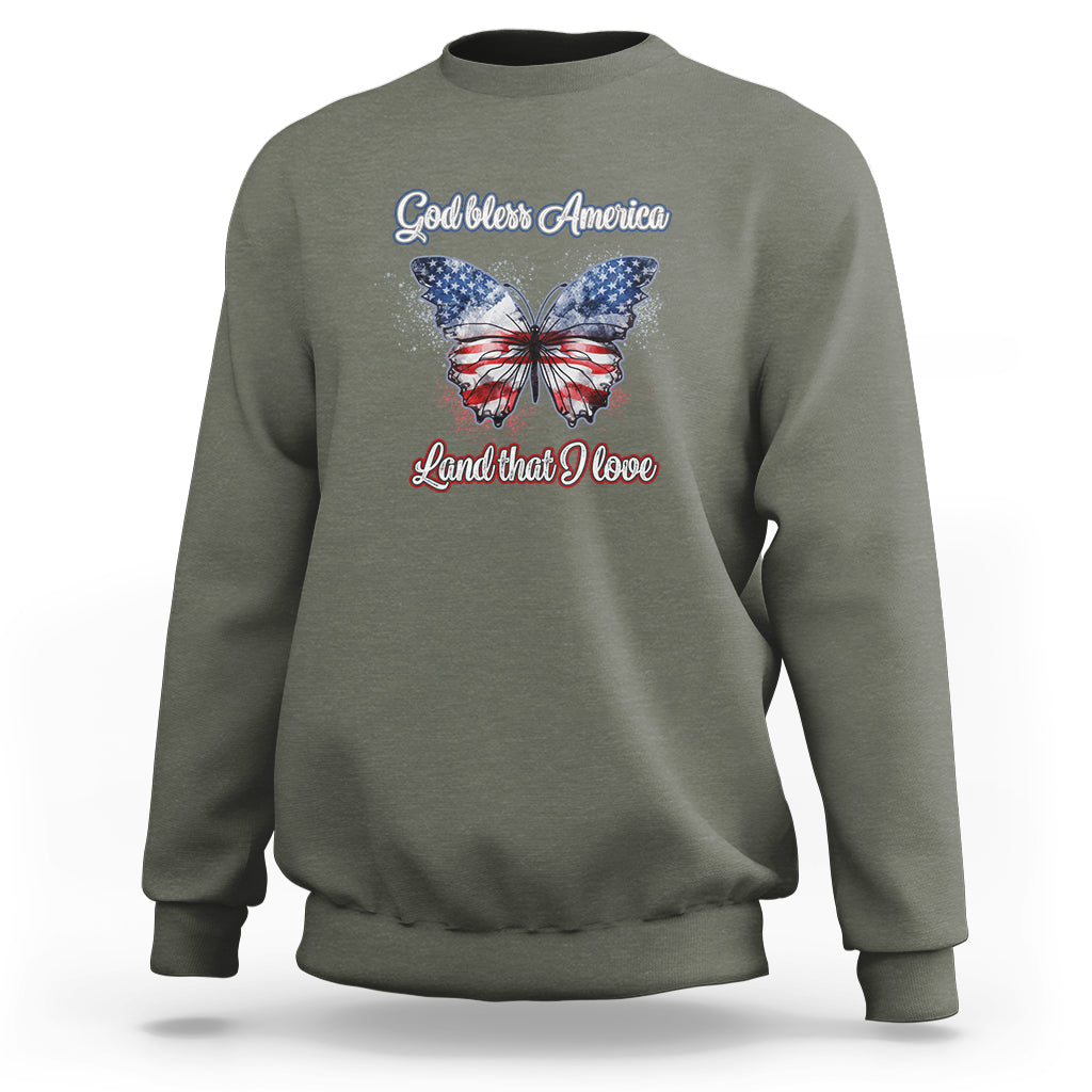 American Patriotic Sweatshirt God Bless America Land That I Love - Wonder Print Shop