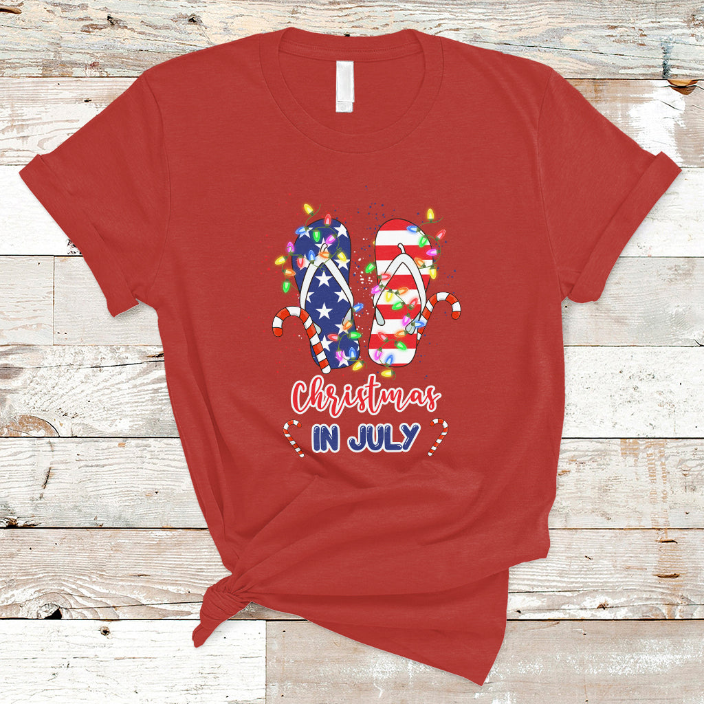 Christmas in July T Shirt Xmas in July Flip Flops Xmas Lights Beach Lovers Summer - Wonder Print Shop