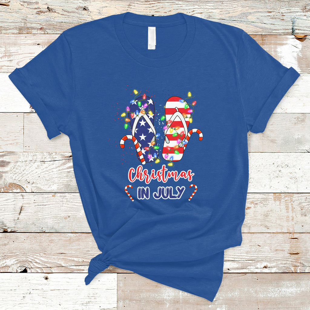 Christmas in July T Shirt Xmas in July Flip Flops Xmas Lights Beach Lovers Summer - Wonder Print Shop