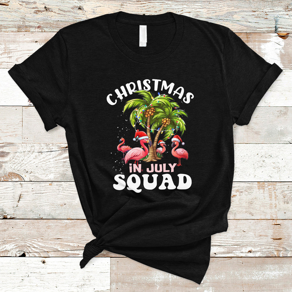 Christmas in July T Shirt Christmas in July Squad Pink Flamingo Funny Xmas Matching - Wonder Print Shop