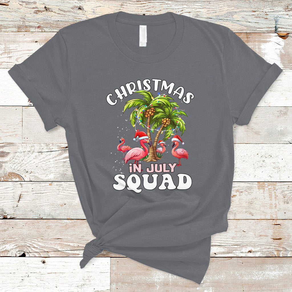 Christmas in July T Shirt Christmas in July Squad Pink Flamingo Funny Xmas Matching - Wonder Print Shop