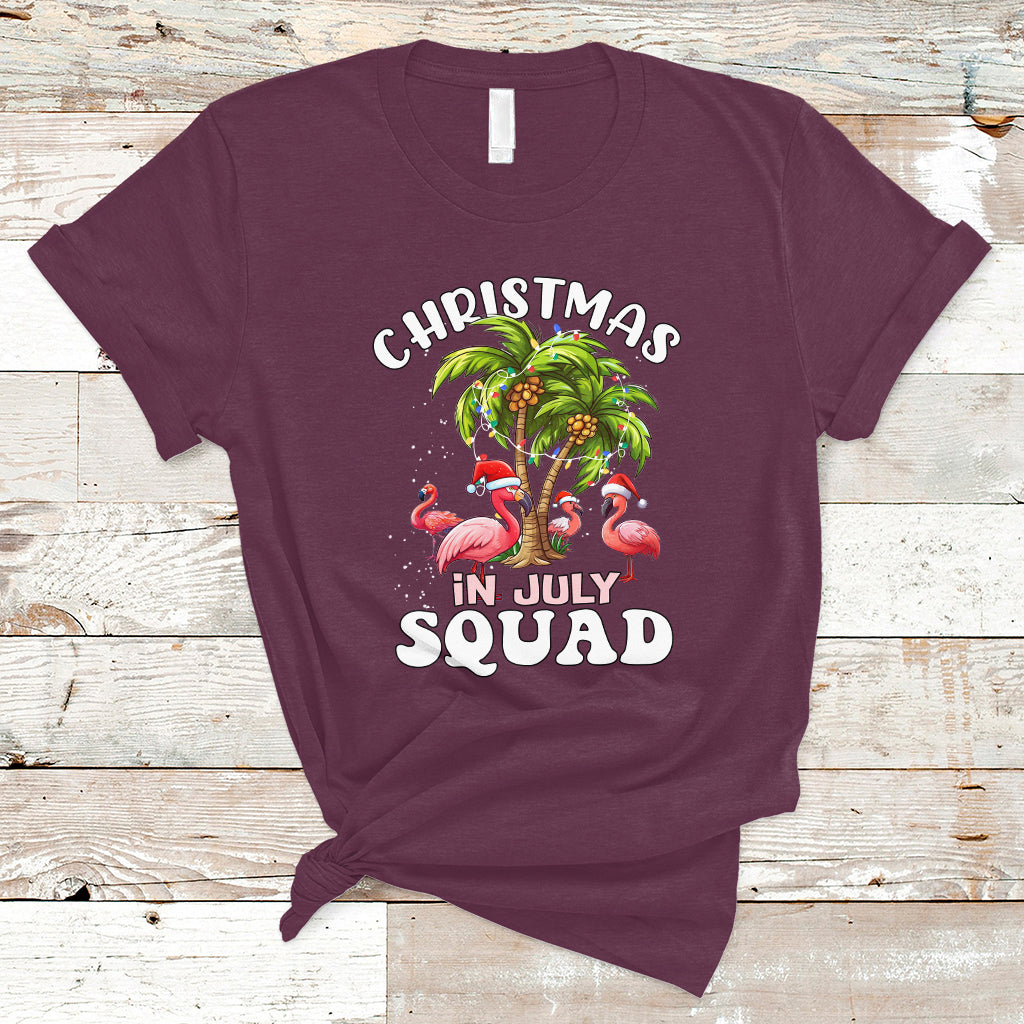 Christmas in July T Shirt Christmas in July Squad Pink Flamingo Funny Xmas Matching - Wonder Print Shop