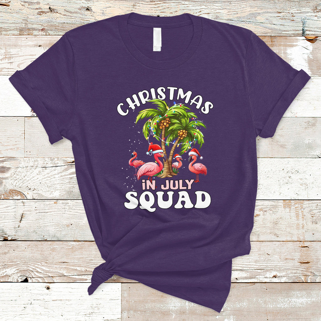 Christmas in July T Shirt Christmas in July Squad Pink Flamingo Funny Xmas Matching - Wonder Print Shop