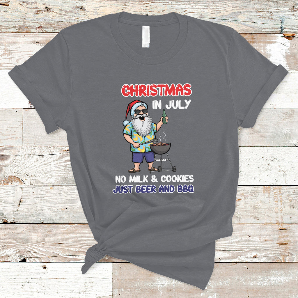 Christmas in July T Shirt Christmas Christmas In July No Milk And Cookies Just Beer And BBQ - Wonder Print Shop