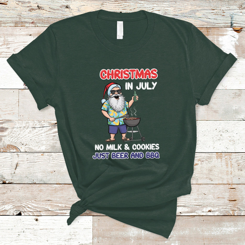 Christmas in July T Shirt Christmas Christmas In July No Milk And Cookies Just Beer And BBQ - Wonder Print Shop