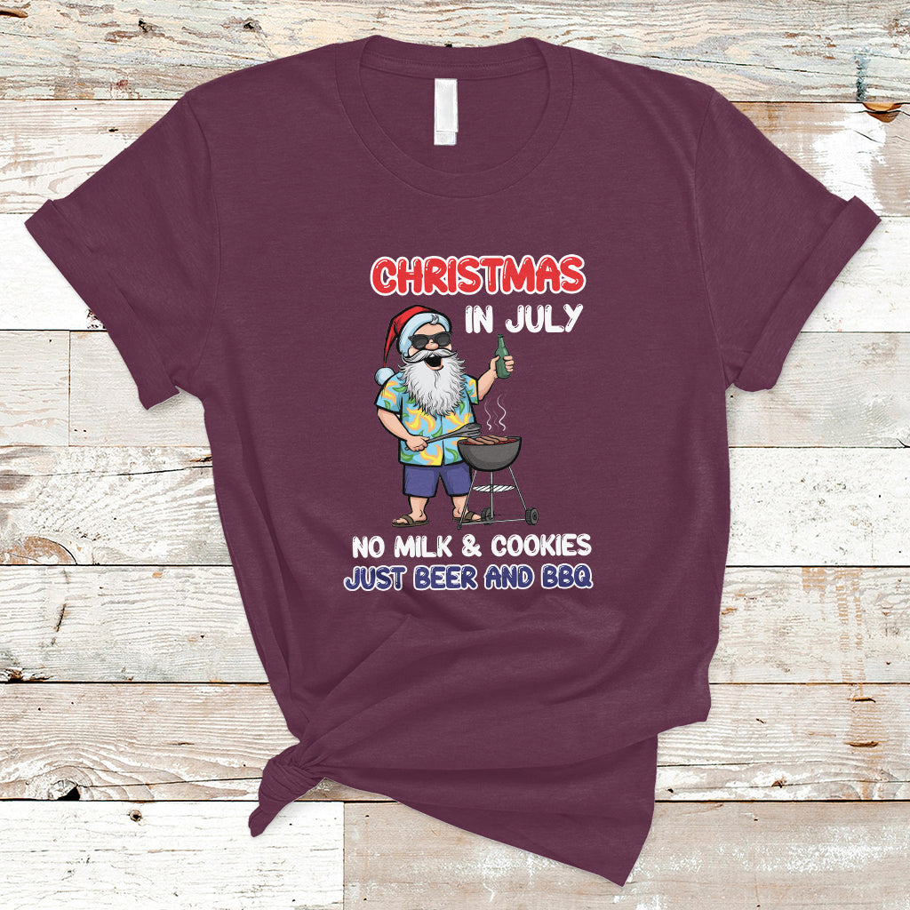 Christmas in July T Shirt Christmas Christmas In July No Milk And Cookies Just Beer And BBQ - Wonder Print Shop